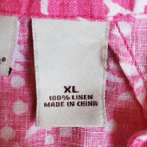 NWOT Kim Rogers Blouse 100% Linen Shirt  Pink & White Cool Comfort Natural Fiber - Picture 5 of 6